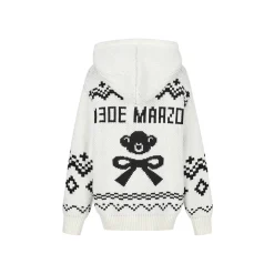 13De Marzo Fair Isle Jacquard Knit Hoodie White