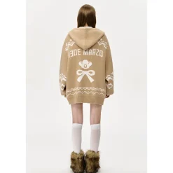 13De Marzo Fair Isle Jacquard Knit Hoodie Khaki