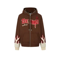 13De Marzo Flame Zip Up Hoodie Brown