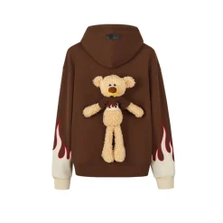 13De Marzo Flame Zip Up Hoodie Brown