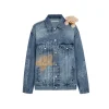 13De Marzo Full Graffiti Retro Washed Denim Jacket Blue