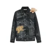 13De Marzo Full Graffiti Retro Washed Denim Jacket Black