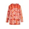 13De Marzo Full Logo Jacquard Knit Hoodie Orange