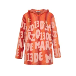 13De Marzo Full Logo Jacquard Knit Hoodie Orange