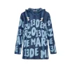 13De Marzo Full Logo Jacquard Knit Hoodie Blue