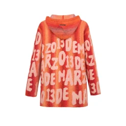 13De Marzo Full Logo Jacquard Knit Hoodie Orange