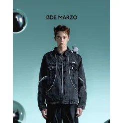 13De Marzo Future Bear Reflective Line Denim Jacket