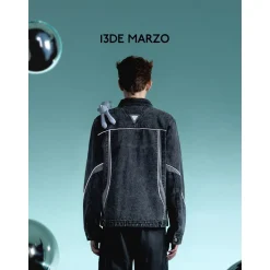 13De Marzo Future Bear Reflective Line Denim Jacket