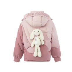 13De Marzo Gradient Line Hooded Down Jacket Pink