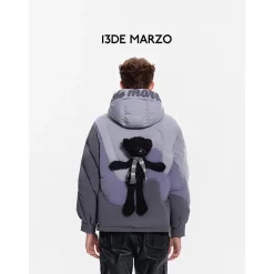 13De Marzo Gradient Line Hooded Down Jacket Grey