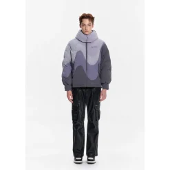 13De Marzo Gradient Line Hooded Down Jacket Grey