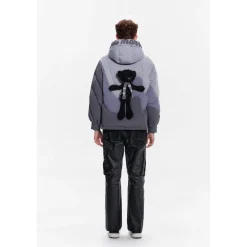 13De Marzo Gradient Line Hooded Down Jacket Grey