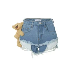 13De Marzo Graffiti Double Layered Denim Shorts Blue
