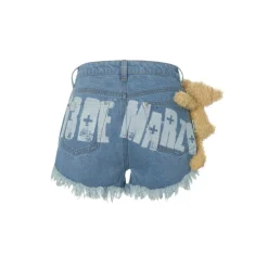 13De Marzo Graffiti Double Layered Denim Shorts Blue