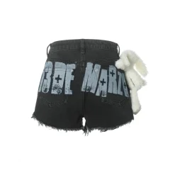 13De Marzo Graffiti Double Layered Denim Shorts Black