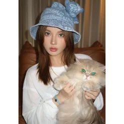 13De Marzo Graffiti Logo Denim Bucket Hat Blue