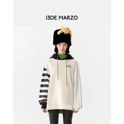 13De Marzo Green Back Patchwork Hoodie