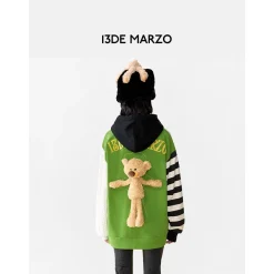 13De Marzo Green Back Patchwork Hoodie