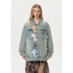 13De Marzo Hangout Friends Denim Jacket Washed Blue