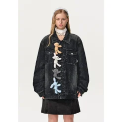 13De Marzo Hangout Friends Denim Jacket Washed Black