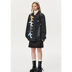 13De Marzo Hangout Friends Denim Jacket Washed Black