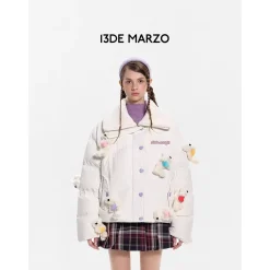 13De Marzo Heart Bear Luminous Down Jacket White