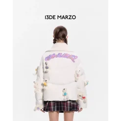 13De Marzo Heart Bear Luminous Down Jacket White