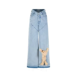 13De Marzo Heart Bear Wide Leg Washed Denim Pants
