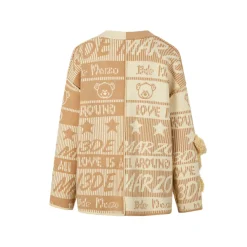 13De Marzo Jacquard Bear Weave Knit Cardigan Khaki