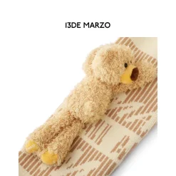 13De Marzo Jacquard Bear Weave Knit Cardigan Khaki