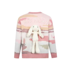 13De Marzo Jacquard Mosaic Scene Knit Sweater Pink