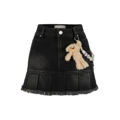 13De Marzo Logo Bead Chain Denim Skirt Black