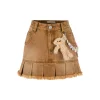 13De Marzo Logo Bead Chain Denim Skirt Brown