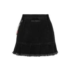 13De Marzo Logo Bead Chain Denim Skirt Black