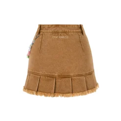 13De Marzo Logo Bead Chain Denim Skirt Brown