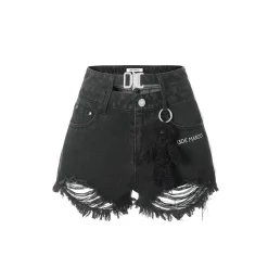 13De Marzo Logo Broken Denim Shorts Black