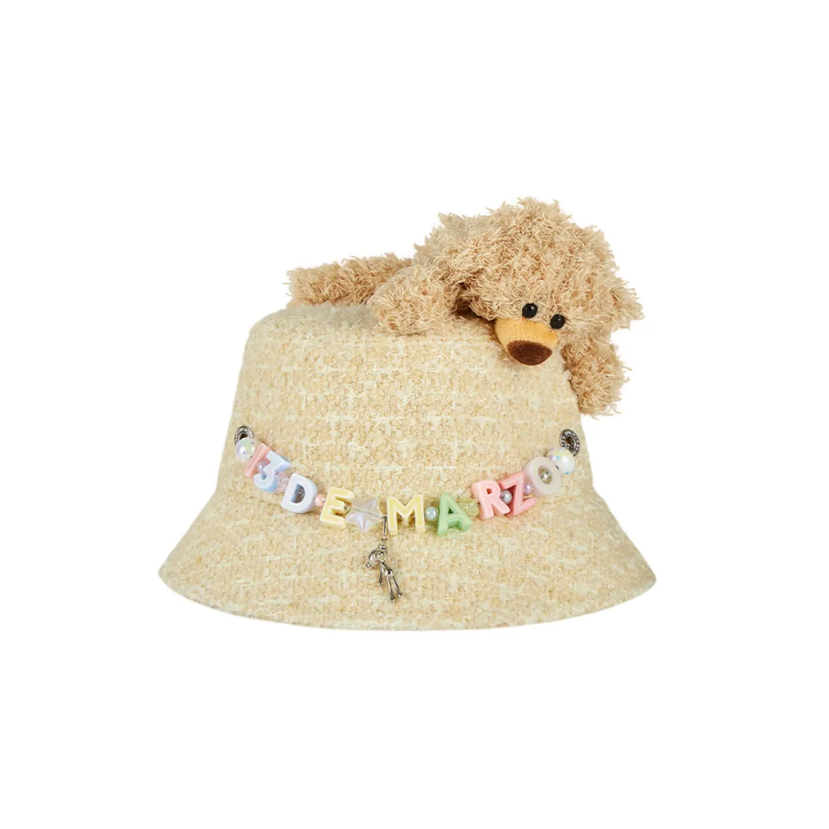 13De Marzo Logo Pendent Bucket Hat Beige