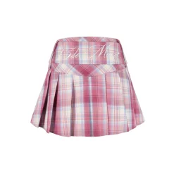 13De Marzo Low Belt Plaid Skirt Pink