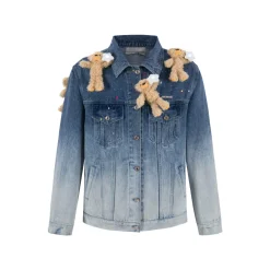 13De Marzo Luminous Star Bear Denim Jacket Blue