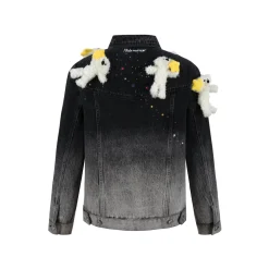 13De Marzo Luminous Star Bear Denim Jacket Black