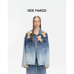 13De Marzo Luminous Star Bear Denim Jacket Blue