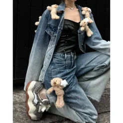 13De Marzo Luminous Star Bear Denim Jacket Blue