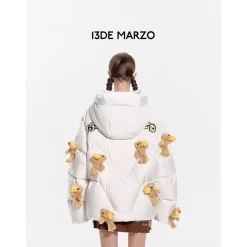 13De Marzo Mini Bears Star Luminous Down Jacket White