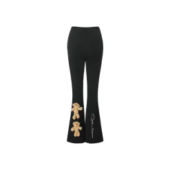 13De Marzo Multi Bears Bootcut Pants Black