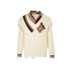 13De Marzo Offset Logo Broken Knit Sweater Beige