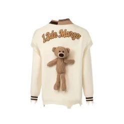 13De Marzo Offset Logo Broken Knit Sweater Beige