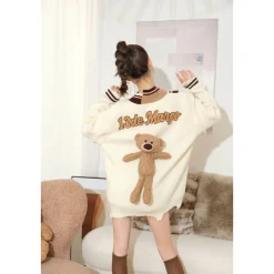 13De Marzo Offset Logo Broken Knit Sweater Beige