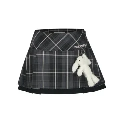 13De Marzo Plaid Low Waist Pleated Skirt Black