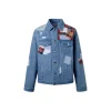 13De Marzo Plaid Patch Denim Jacket Blue