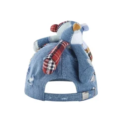 13De Marzo Plaid Patch Denim Cap Blue